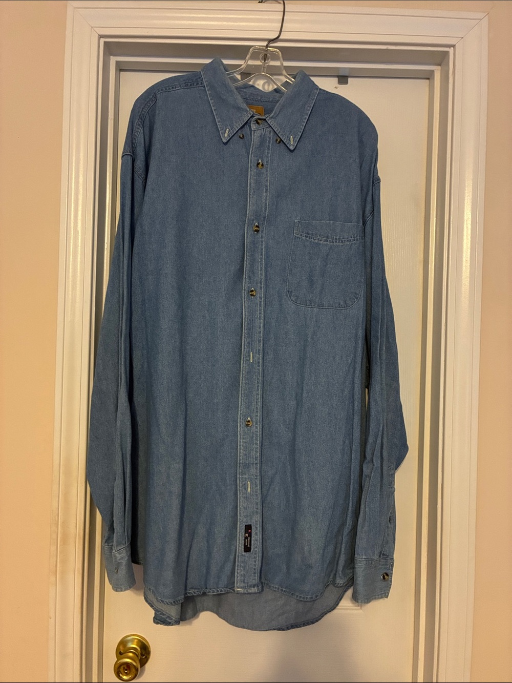 Men’s 2XLT Port Authority Light Blue Denim‎ Button-Down Shirt